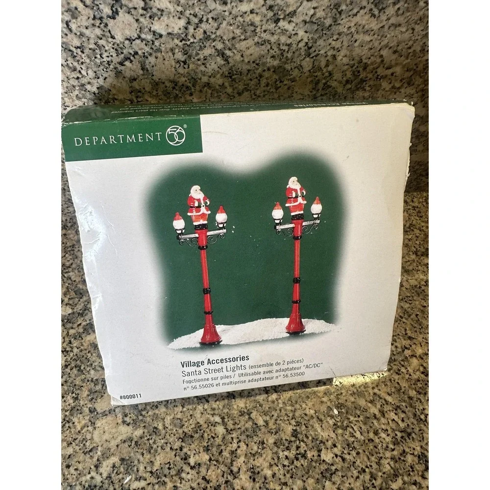 Department 56 Santa‎ Street Lights Set Of 2 #800011 Battery Operated Holiday